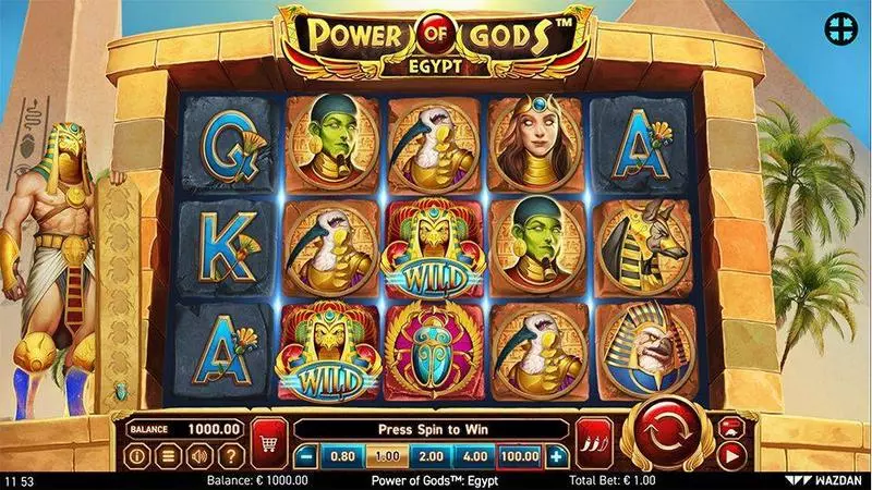 Main Screen Reels - Power of Gods: Egypt Wazdan Slots Game