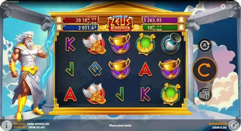 Main Screen Reels - Power of Zeus Mancala Gaming Slots Game