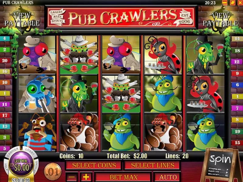 Main Screen Reels - Pub Crawlers Rival Slots Game
