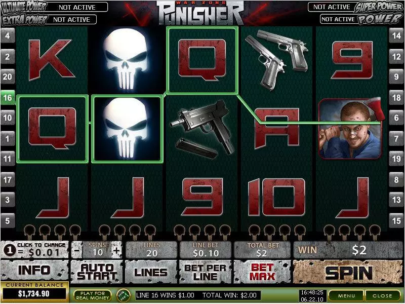 Main Screen Reels - Punisher War Zone PlayTech Slots Game