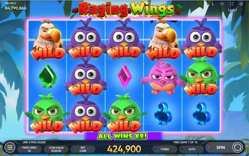 Main Screen Reels - Raging Wings Endorphina Slots Game