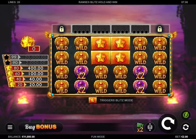 Main Screen Reels - Ramses Blitz Hold and Win Kalamba Games Slots Game