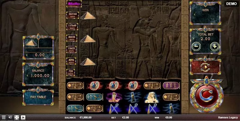 Main Screen Reels - Ramses Legacy Red Rake Gaming Slots Game