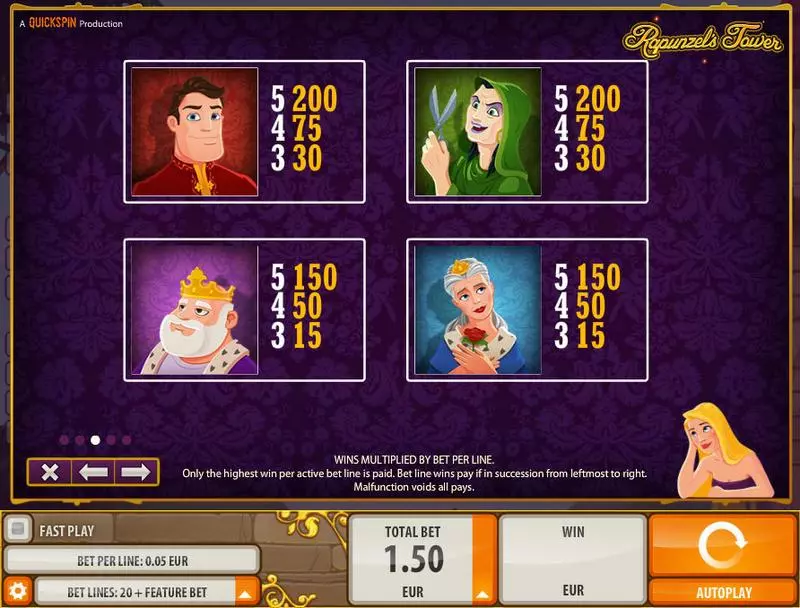 Info and Rules - Rapunzel's Tower Quickspin Slots Game
