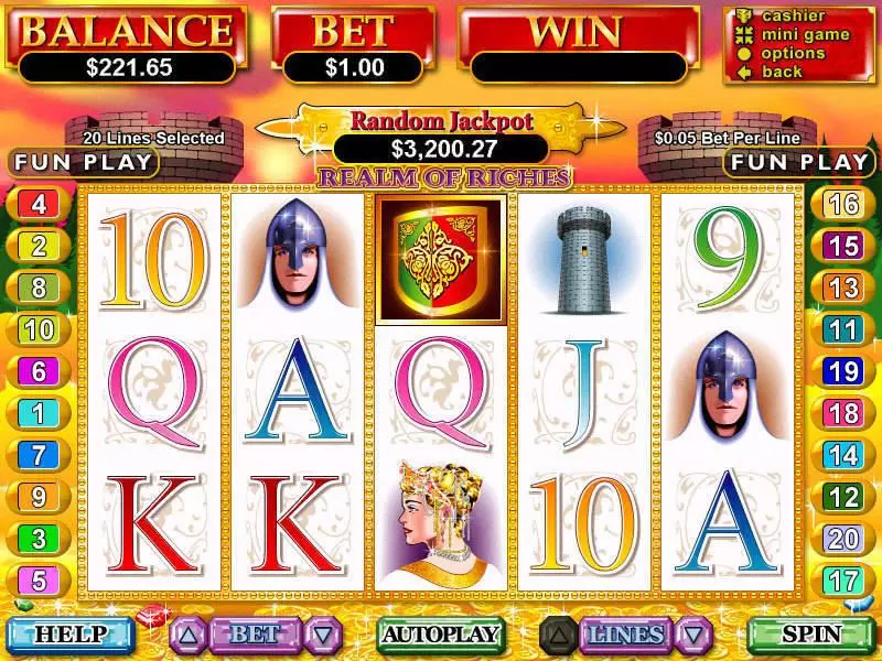 Main Screen Reels - Realm of Riches RTG Slots Game