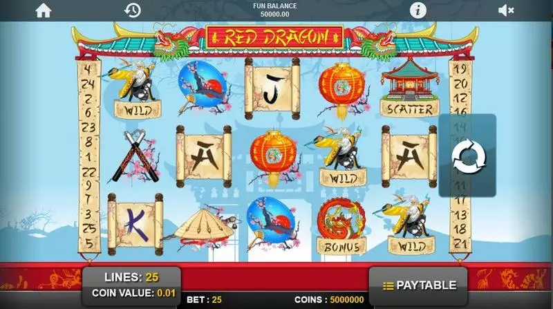 Main Screen Reels - Red Dragon 1x2 Gaming Slots Game