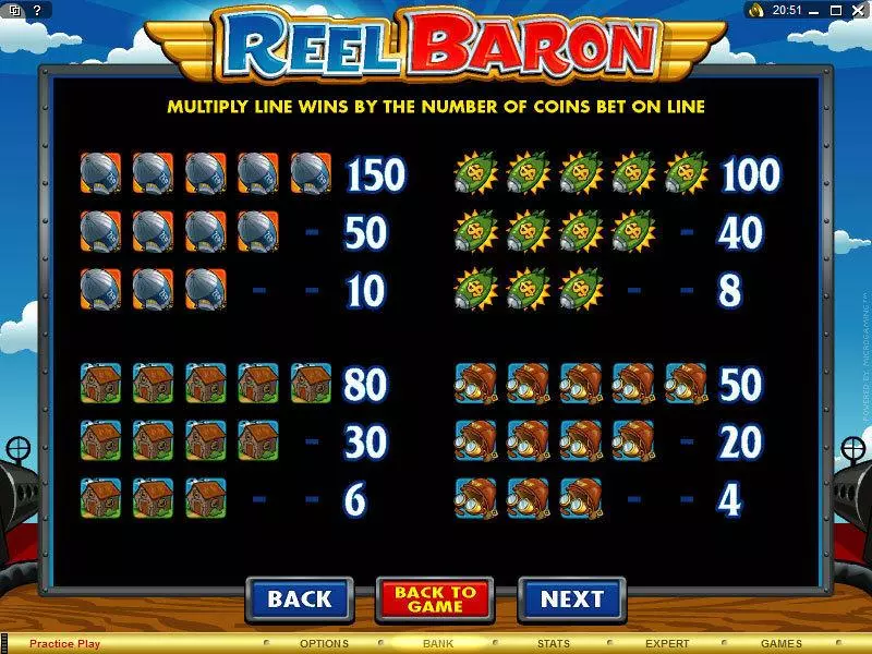Info and Rules - Reel Baron Microgaming Slots Game
