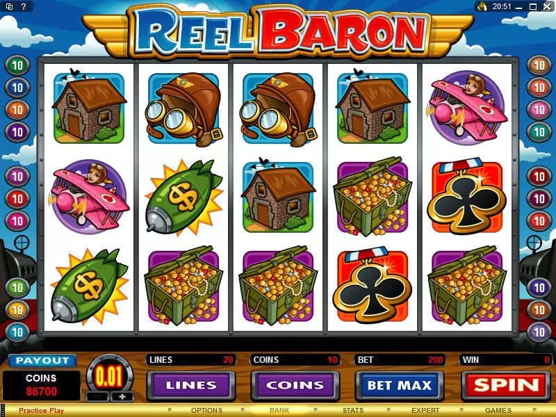 Main Screen Reels - Reel Baron Microgaming Slots Game