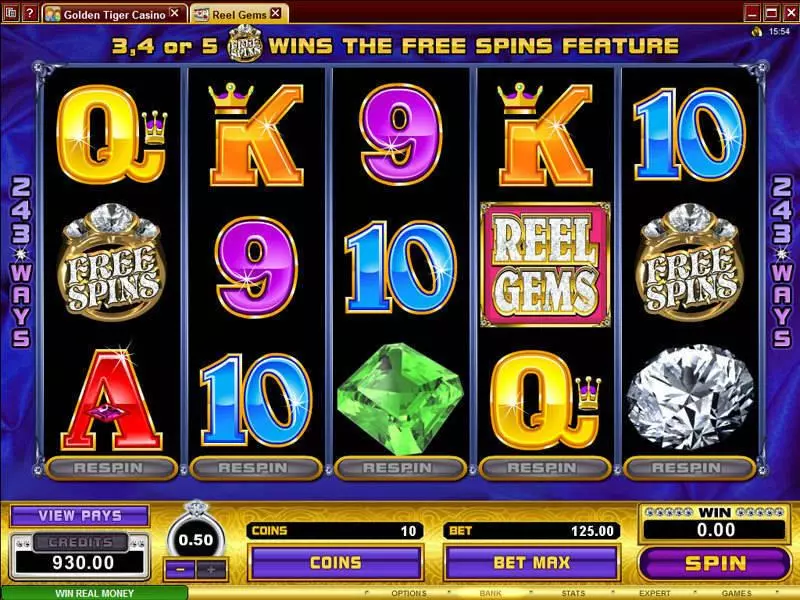 Main Screen Reels - Reel Gems Microgaming Slots Game