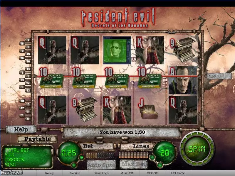 Main Screen Reels - Resident Evil bwin.party Slots Game