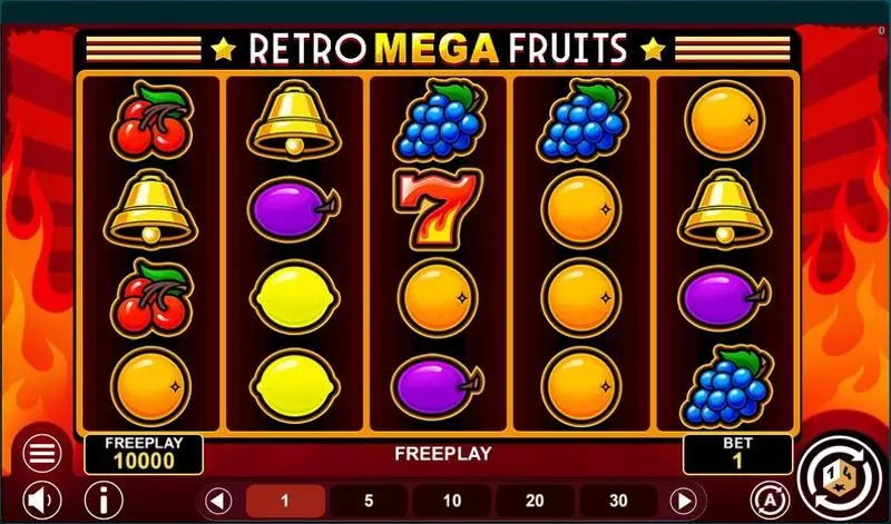 Main Screen Reels - Retro Mega Fruits 1Spin4Win Slots Game