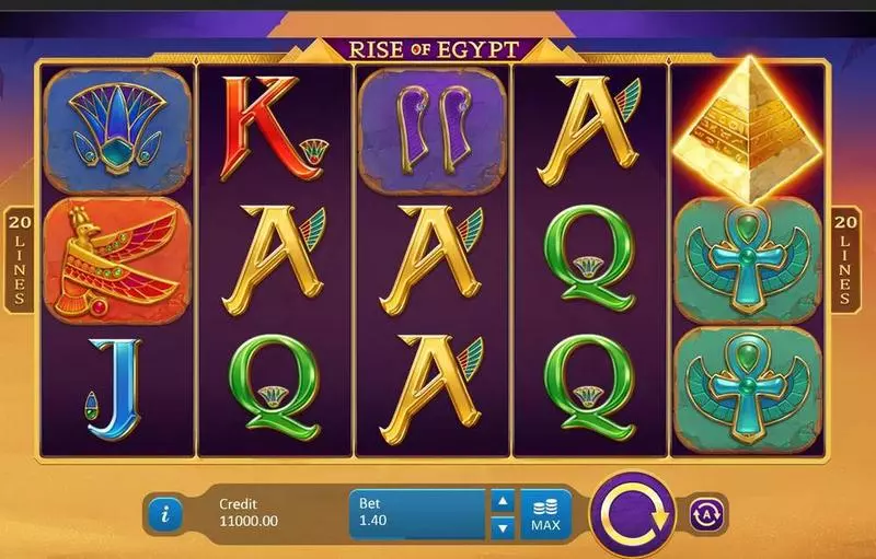Main Screen Reels - Rise of Egypt Playson Slots Game