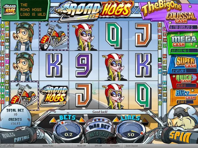 Main Screen Reels - Road Hogs bwin.party Slots Game