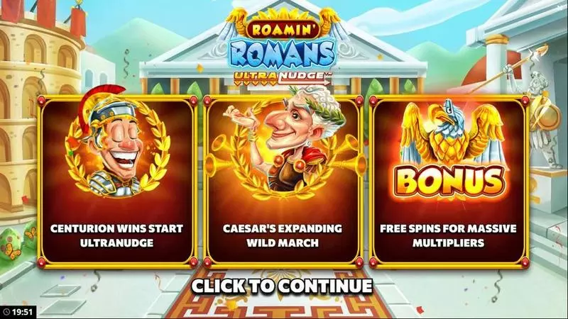 Info and Rules - Roamin Romans UltraNudge Bang Bang Games Slots Game