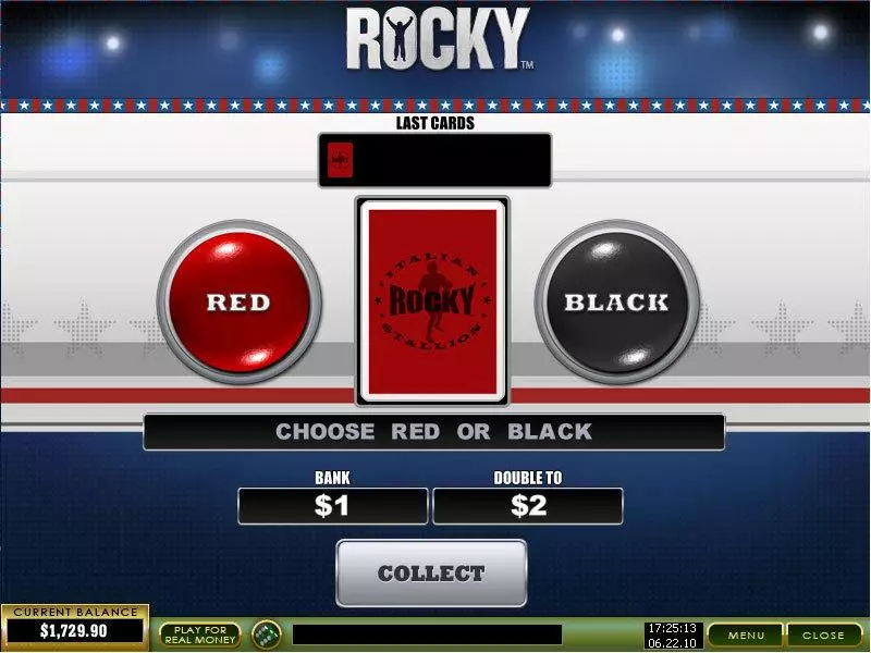 Gamble Screen - Rocky PlayTech Slots Game