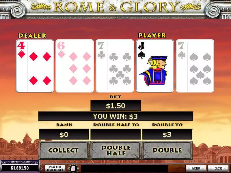 Gamble Screen - Rome and Glory PlayTech Slots Game