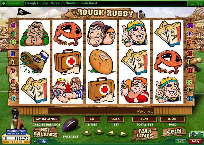 Main Screen Reels - Rough Rugby 888 Slots Game