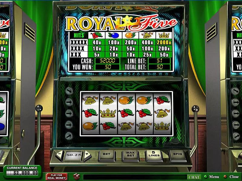 Main Screen Reels - Royal 5 PlayTech Slots Game