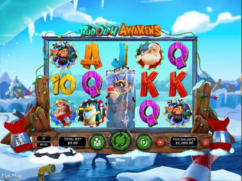 Main Screen Reels - Rudolf Awakens RTG Slots Game