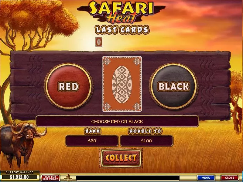 Gamble Screen - Safari Heat PlayTech Slots Game