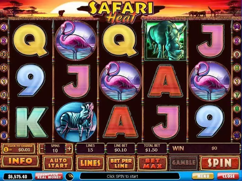 Main Screen Reels - Safari Heat PlayTech Slots Game