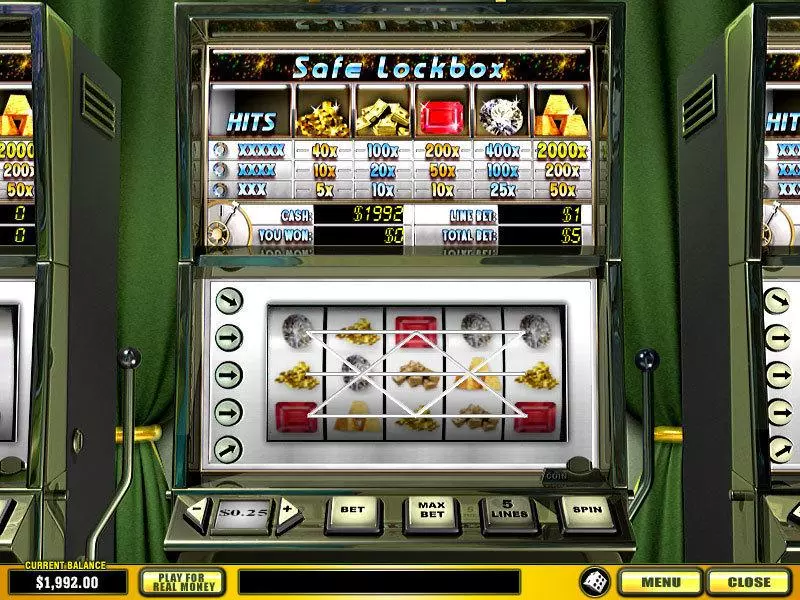 Main Screen Reels - Safe Lockbox PlayTech Slots Game