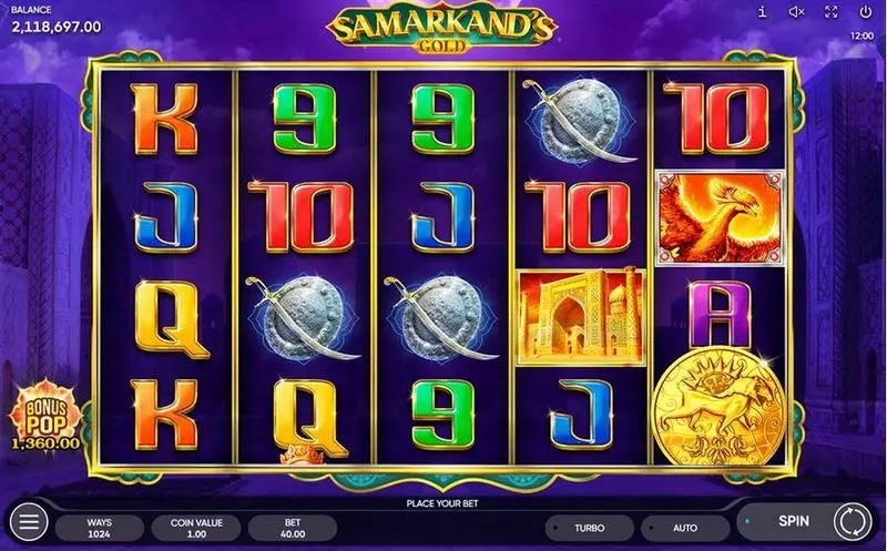 Main Screen Reels - Samarkand's Gold Endorphina Slots Game