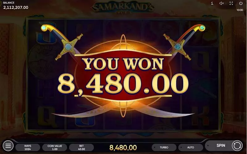 Winning Screenshot - Samarkand's Gold Endorphina Slots Game