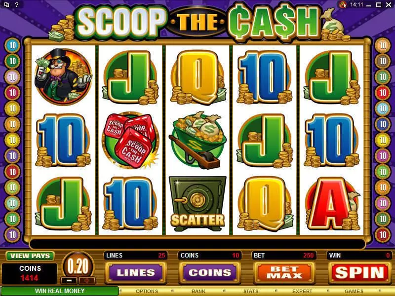 Main Screen Reels - Scoop the Cash Microgaming Slots Game
