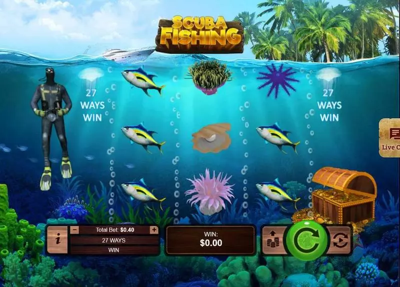 Main Screen Reels - Scuba Fishing RTG Slots Game