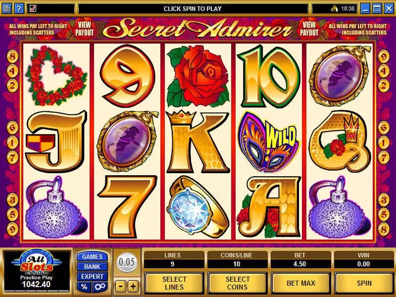 Main Screen Reels - Secret Admirer Microgaming Slots Game