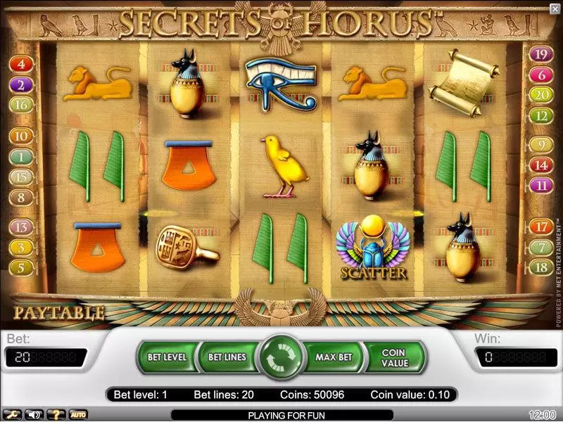 Main Screen Reels - Secrets of Horus NetEnt Slots Game