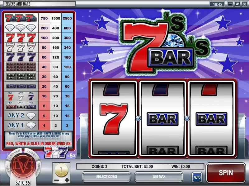 Main Screen Reels - Sevens and Bars Rival Slots Game