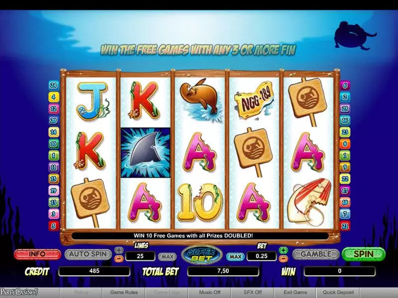 Main Screen Reels - Shaaark Super Bet bwin.party Slots Game