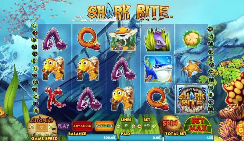 Main Screen Reels - Shark Bite Amaya Slots Game