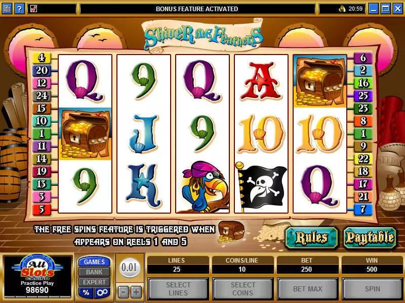 Main Screen Reels - Shiver Me Feathers Microgaming Slots Game