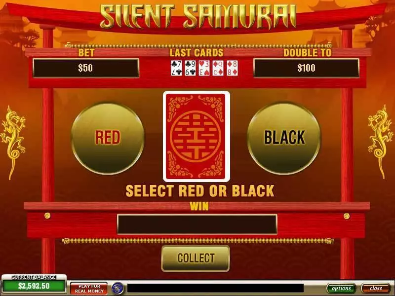 Gamble Screen - Silent Samurai PlayTech Slots Game