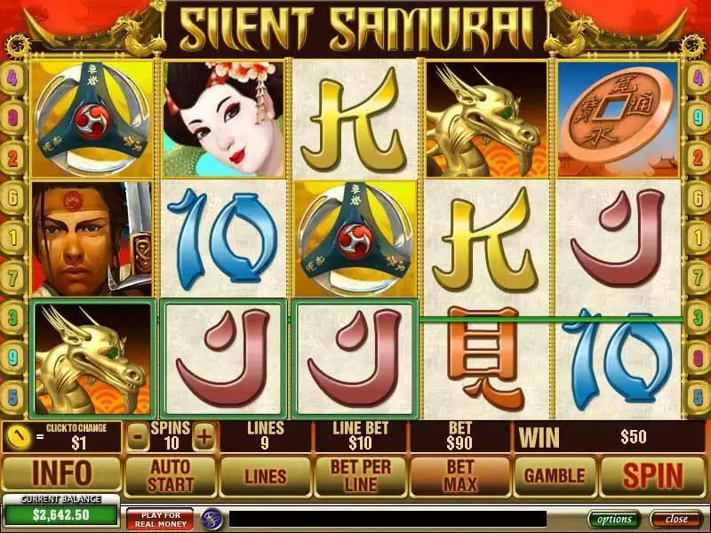 Main Screen Reels - Silent Samurai PlayTech Slots Game