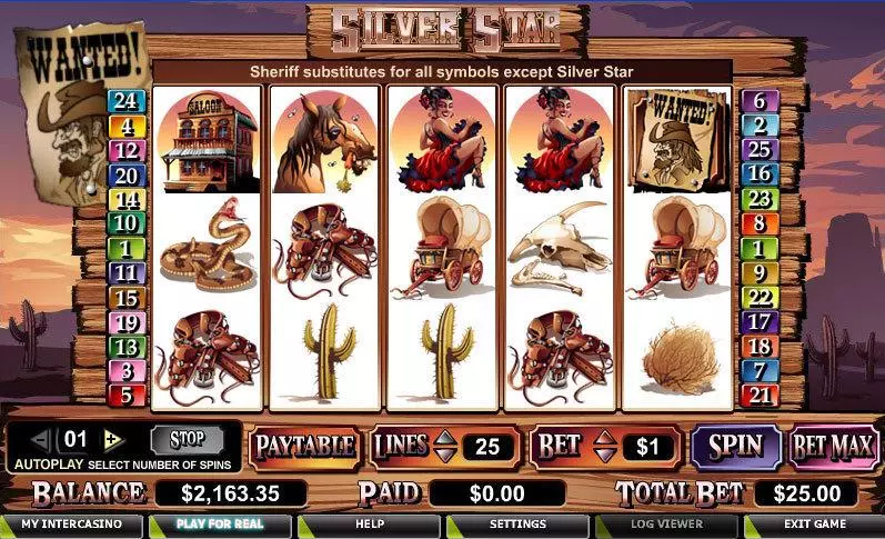 Main Screen Reels - Silver Star CryptoLogic Slots Game