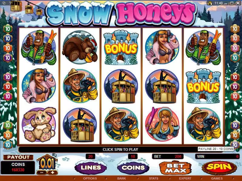 Main Screen Reels - Snow Honeys Microgaming Slots Game