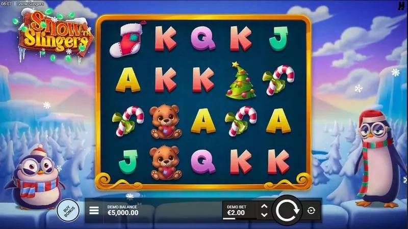 Main Screen Reels - Snow Slinger Hacksaw Gaming Slots Game