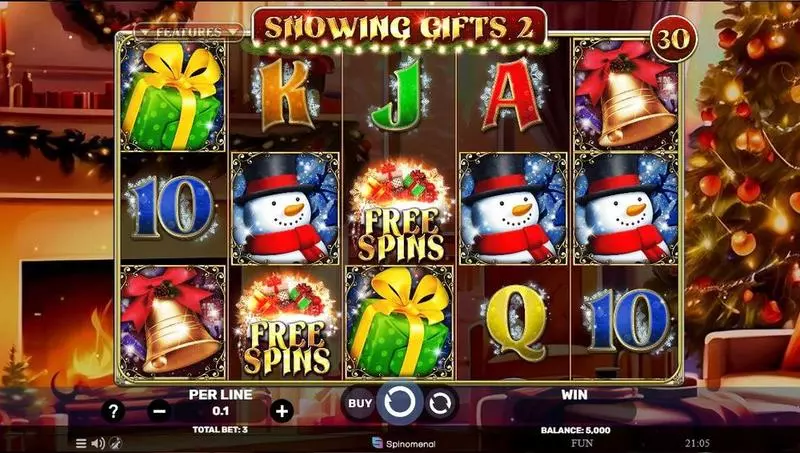 Main Screen Reels - Snowing Gifts 2 Spinomenal Slots Game