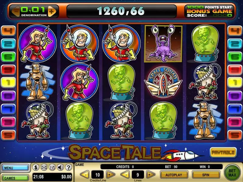Main Screen Reels - Space Tale GTECH Slots Game