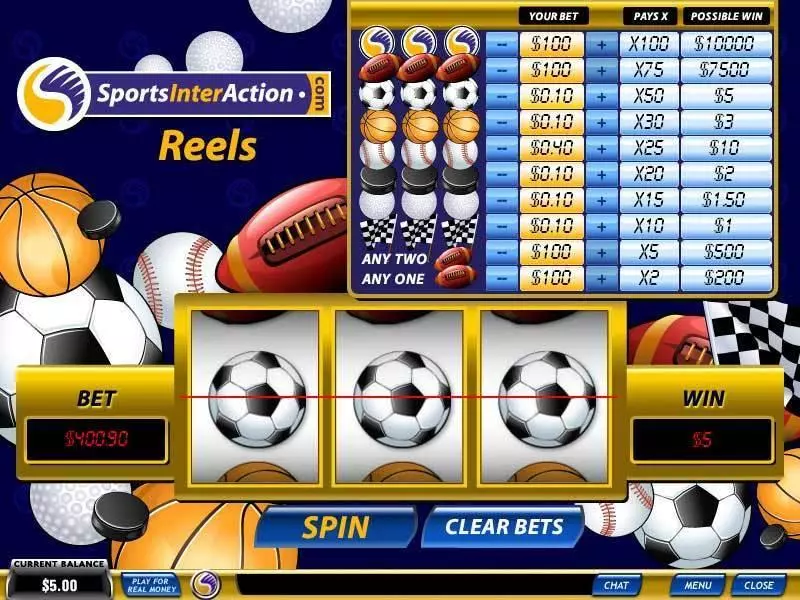 Main Screen Reels - Sports InterAction Reels PlayTech Slots Game