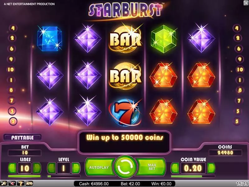 Main Screen Reels - Starburst NetEnt Slots Game