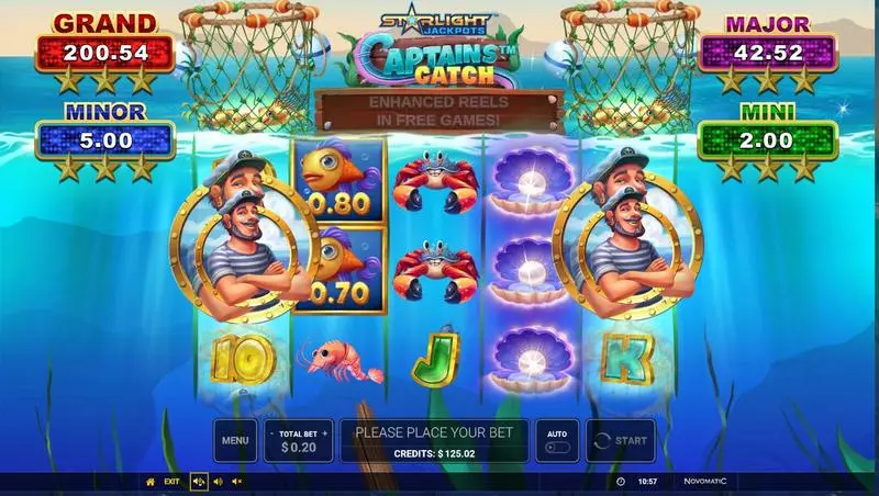 Main Screen Reels - Starlight Jackpots - Captain’s Catch Greentube Slots Game