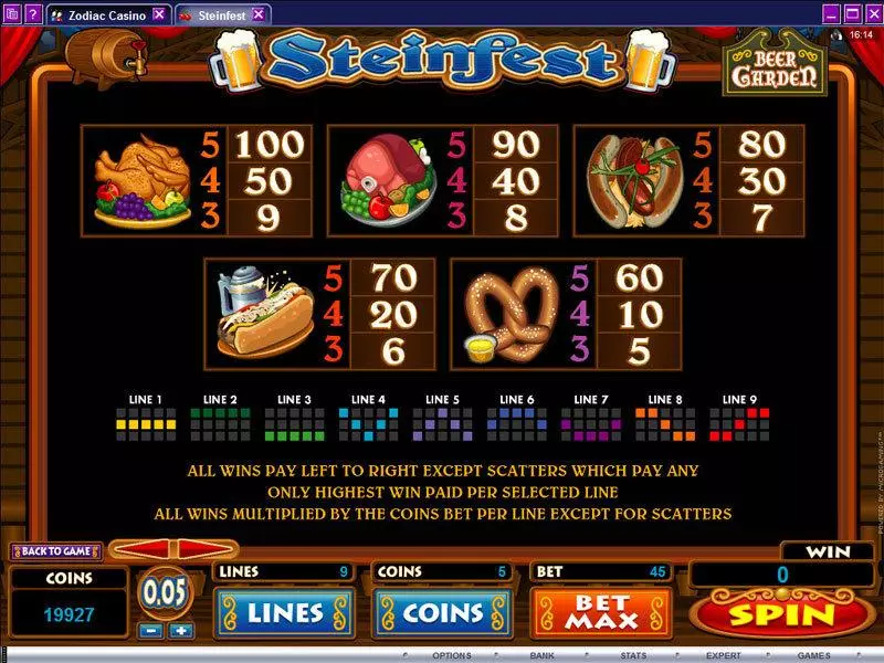 Info and Rules - Steinfest Microgaming Slots Game