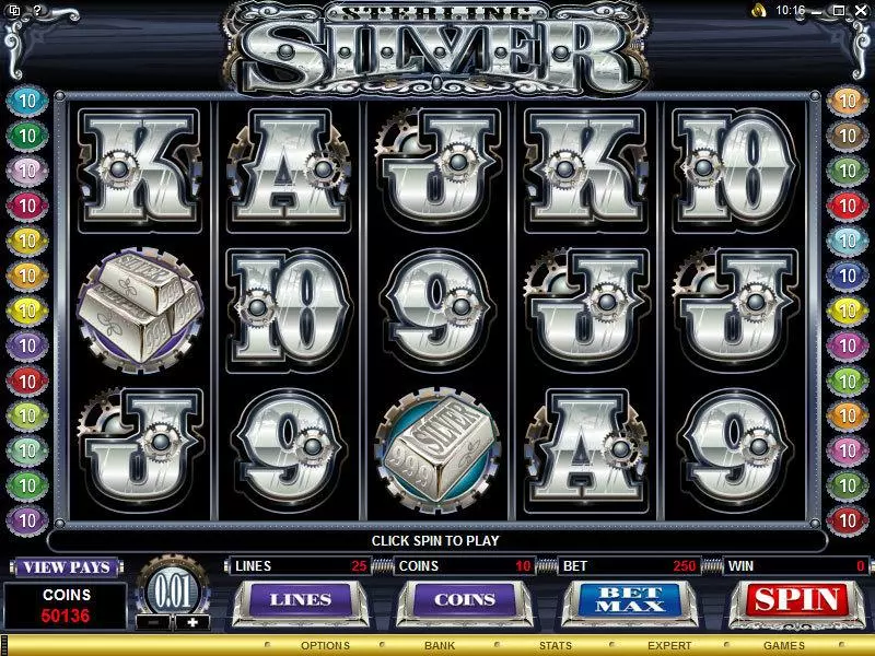 Main Screen Reels - Sterling Silver Microgaming Slots Game