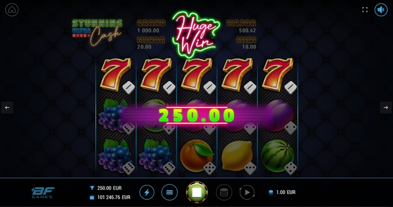 Winning Screenshot - Stunning Cash Ultra Dice BF Games Slots Game