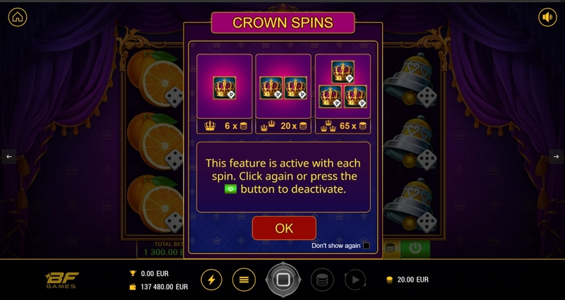 Info and Rules - Stunning Crown Extra Dice BF Games Slots Game